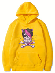 Skull & Bones Pattern Smart Hoodie Girls Halloween Party Top Pullovers