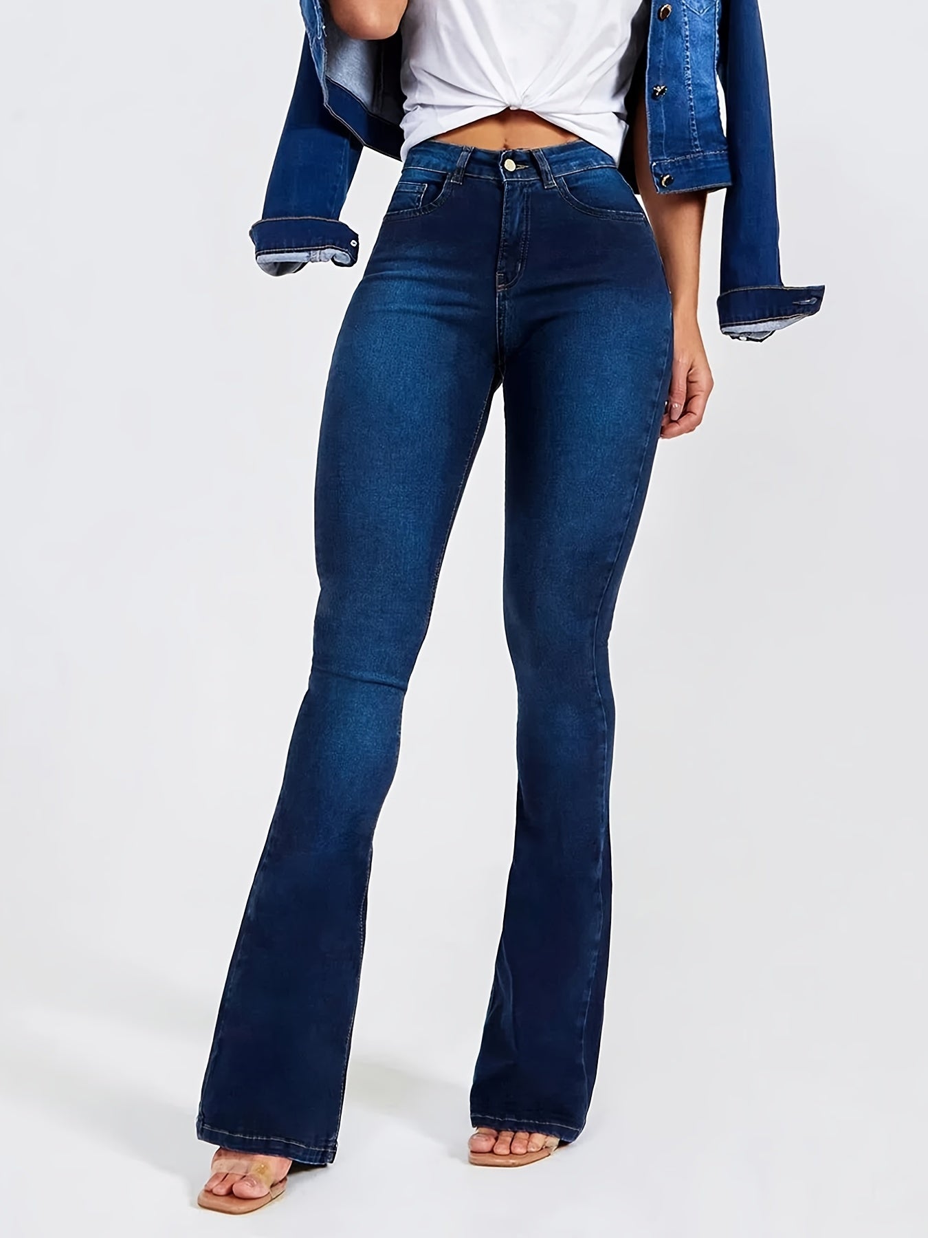 High Rise Skinny Bell Bottoms Flared Jean Pants