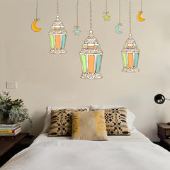 Ramadan Cartoon Chandelier Stars Moon Decoration PVC Sticker