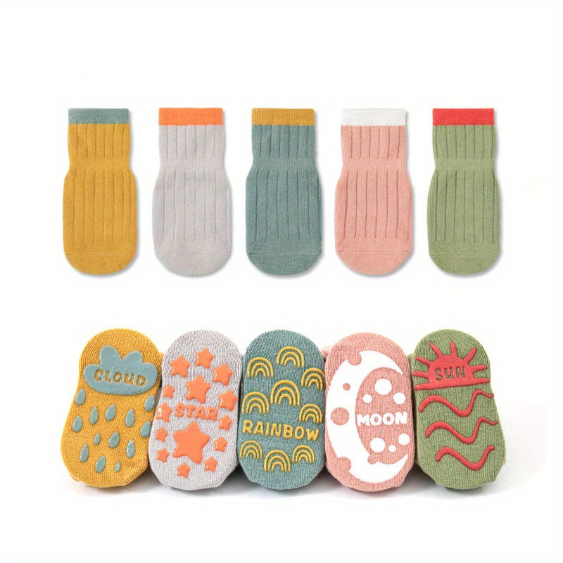 5 Pairs Knit Floor Socks for Toddler Boys Girls