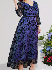 Floral Embroidered V Neck Maxi Dress