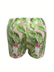 Women's Plus Floral Print Button Up Shirt & Shorts Pajama Set