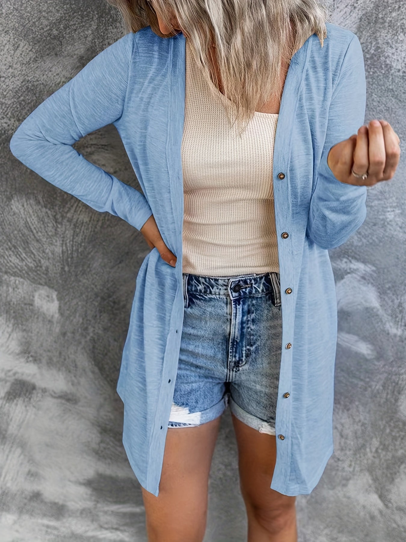 Casual Cardigan Women's Button Up Long Sleeve Cardigan