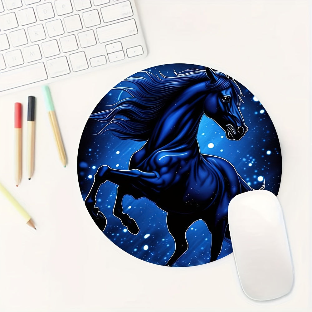 Cartoon Horse Pattern Round Mouse Pad for Office Computers Laptop