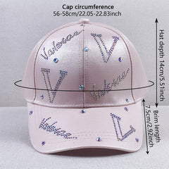 Pink Glitter Sun Rhinestone Letter Baseball Cap Lightweight Sunshade