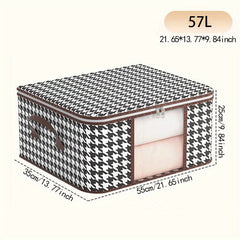 Houndstooth Storage Box Zipper Dustproof Clothes Organizer