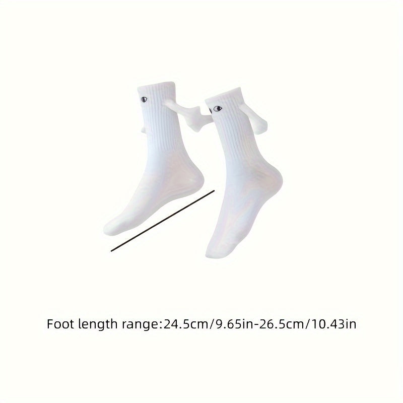 2 Pairs Teen Unisex Magnetic Holding Hands Crew Socks Winter