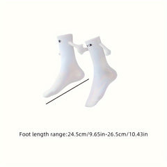2 Pairs Teen Unisex Magnetic Holding Hands Crew Socks Winter