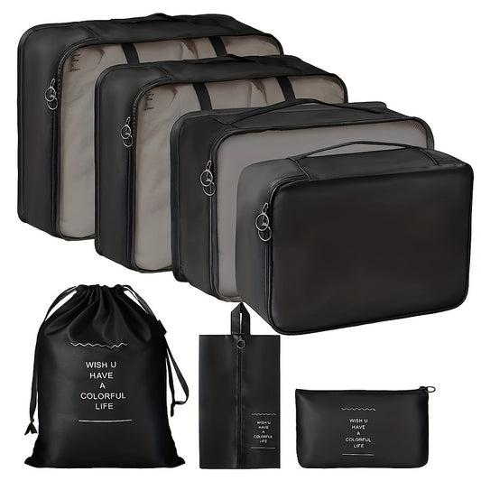 7pcs Travel Packing Bag Set Zipper Underwear Shoes Makeup Storage Container