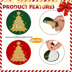 500pcs Christmas Stickers Round Christmas Tree Labels Envelope Stickers