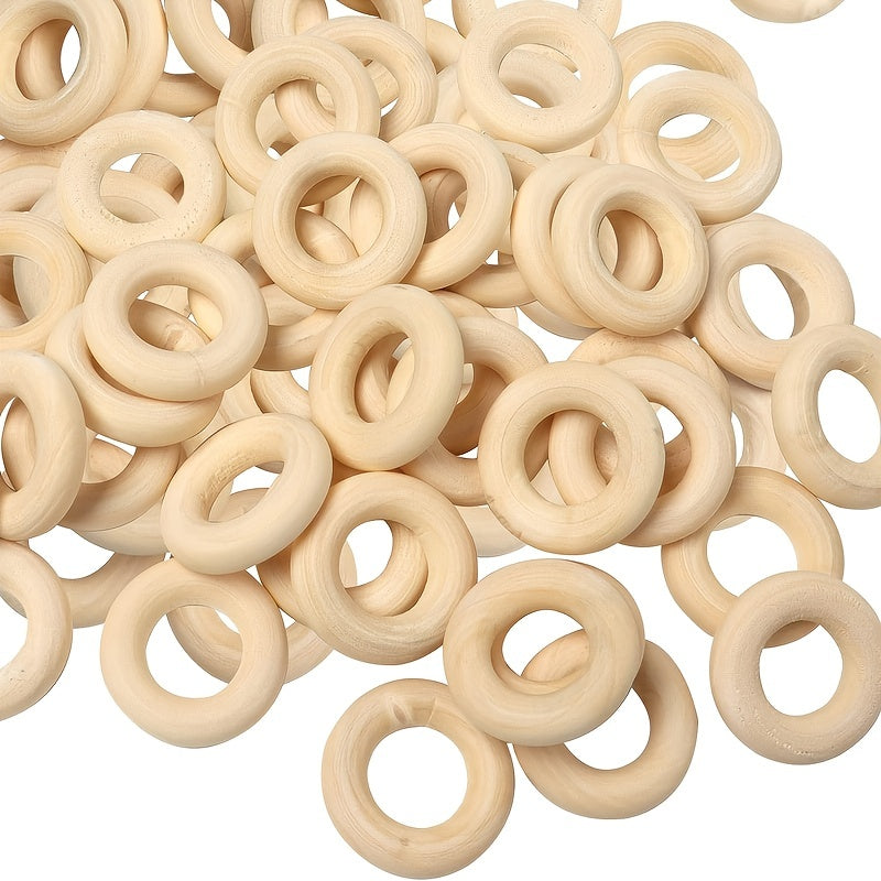 50pcs 20mm Mini Natural Wooden Rings for Macrame Jewelry Making