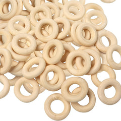 50pcs 20mm Mini Natural Wooden Rings for Macrame Jewelry Making