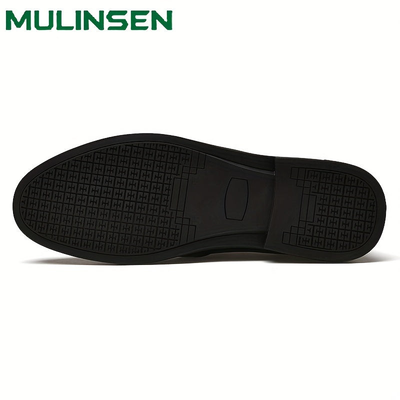Men's No Tie Leather Slip On Shoes Smart Casual Outdoor Walking Shoes