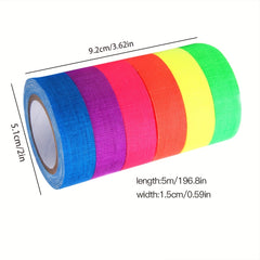 6pcs Fluorescent UV Cotton Tape High Viscosity Luminous Purple Light Tape