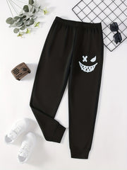 Funny Smiling Print Boys Active Sweatpants