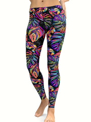 Women's Leaf Print Leggings for Yoga Running Fitness