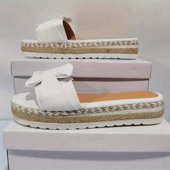 Women's Bowknot Espadrille Sandals, Open Toe Slide Shoes