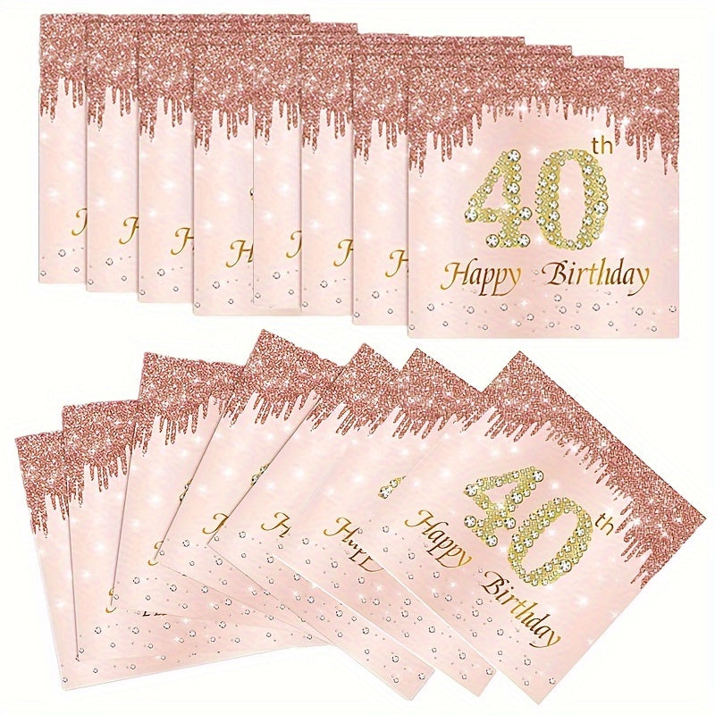 20pcs Rose Golden Cheers To 40 50 60 70 Years Wedding Anniversary Napkins