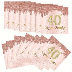 20pcs Rose Golden Cheers To 40 50 60 70 Years Wedding Anniversary Napkins