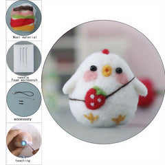 Chicken Wool Felt DIY Kit Embroidery Cloth Threads Needles Instructions
