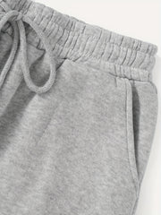 Art Letter Print Elastic Drawstring Casual Shorts