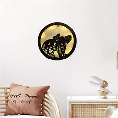 Children's Room Decoration Wall Clock LED Creative Lamp Retro Wooden Sign