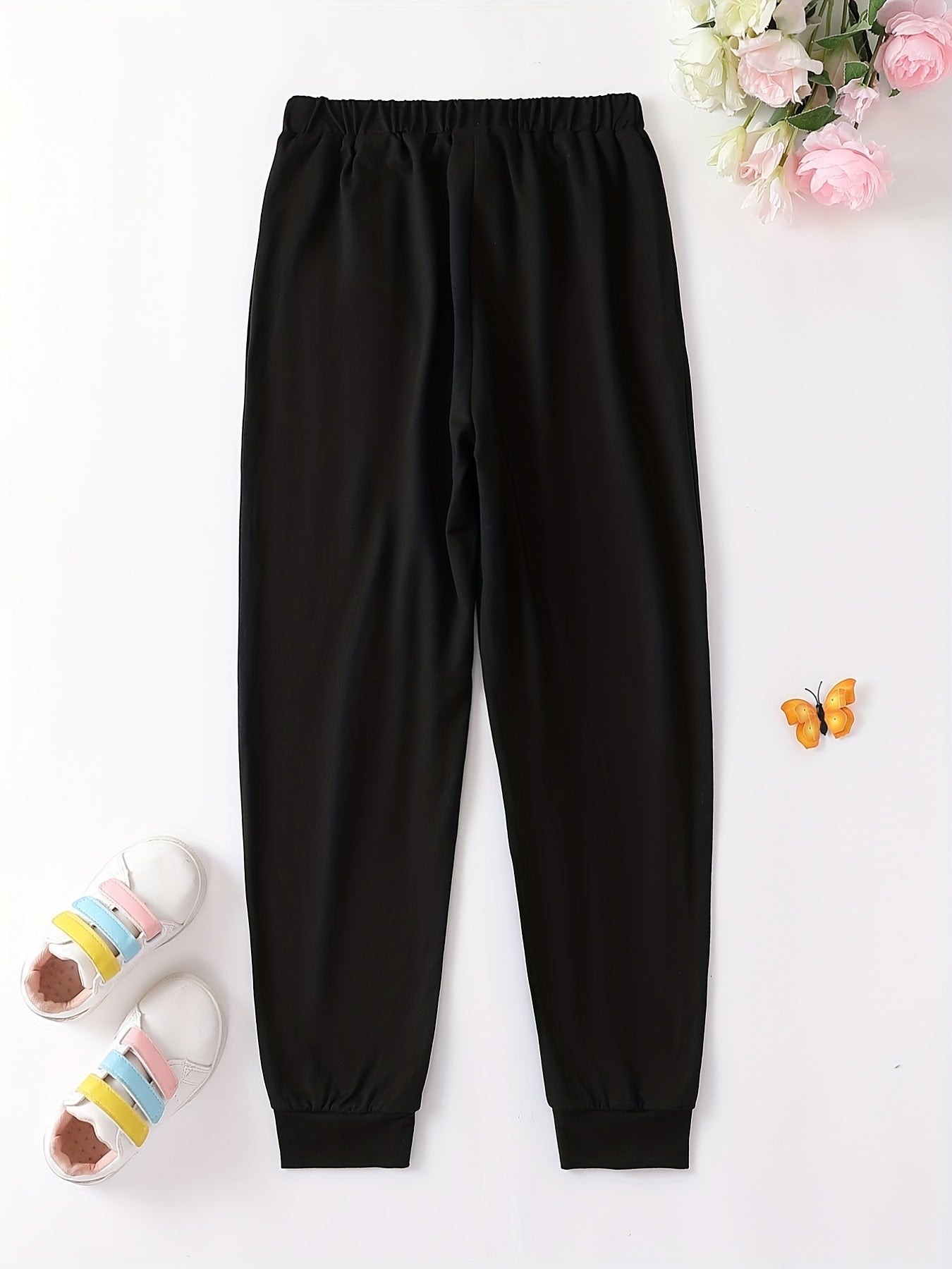 Girls Purple Butterfly High Waist Sweatpants