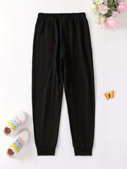 Girls Purple Butterfly High Waist Sweatpants
