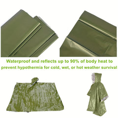 6pcs Emergency Rain Ponchos with Whistles & Storage Bag