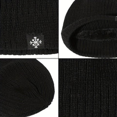 Snowflake Label Patch Knitted Beanie Unisex Warm Knit Hat