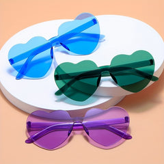 Rimless Heart Sunglasses UV400 for Summer Beach Party