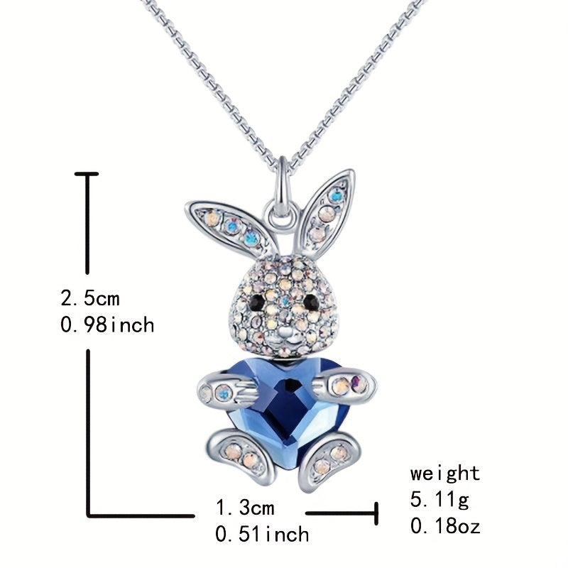 Crystal Rabbit Pendant Necklace - Fashionable Girl Party Jewelry