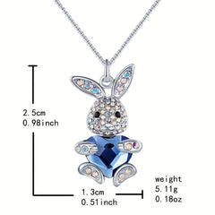 Crystal Rabbit Pendant Necklace - Fashionable Girl Party Jewelry