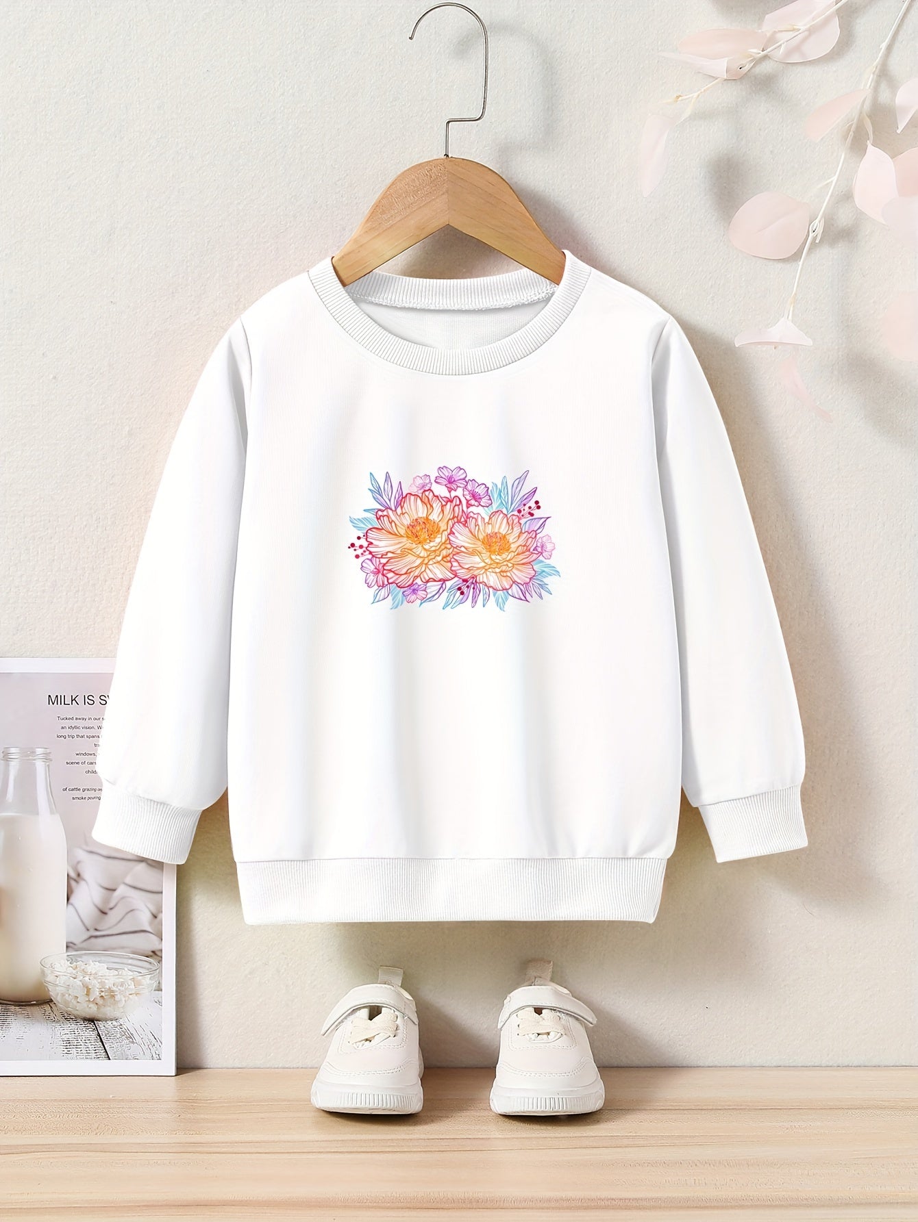 OERYUI Kids Flower Graphic Sweatshirt Comfy Pullover Christmas Gift