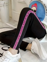 Girls Side Taping Elastic Waist Casual Trousers