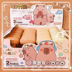 2pcs Capybara Pencil Sharpeners, Dual Function Cap, Manual Sharpeners for School
