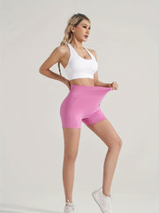 High Waist Yoga Quick Drying Sports Shorts Solid Butt Lifting Fitness Biker Shor