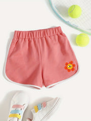 Little Girls' Cartoon Flower Graphic Casual Shorts