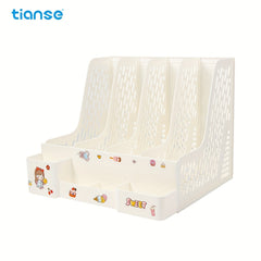 TIANSE Desktop Bookshelf File Storage Box with Pen Holder
