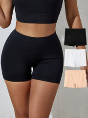 3pcs Solid Ribbed Boyshort Panties Soft & Comfortable Mid Rise Stretch Panties