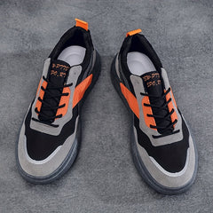 Men's Chunky Lace-up Sneakers with Shock Absorbing Sole