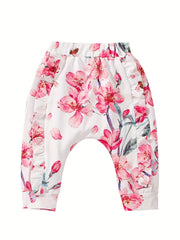 Baby Girls Floral Print Elastic Waist Pants for Spring Summer