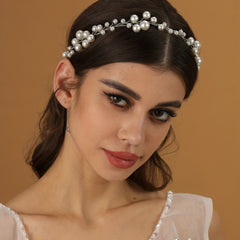 Faux Pearl Headband Long Hair Rattan Bridal Hair Accessories