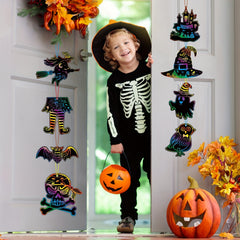 36pcs Halloween Scratch Masks DIY Theme Party Toys Scratch Paper Halloween Props