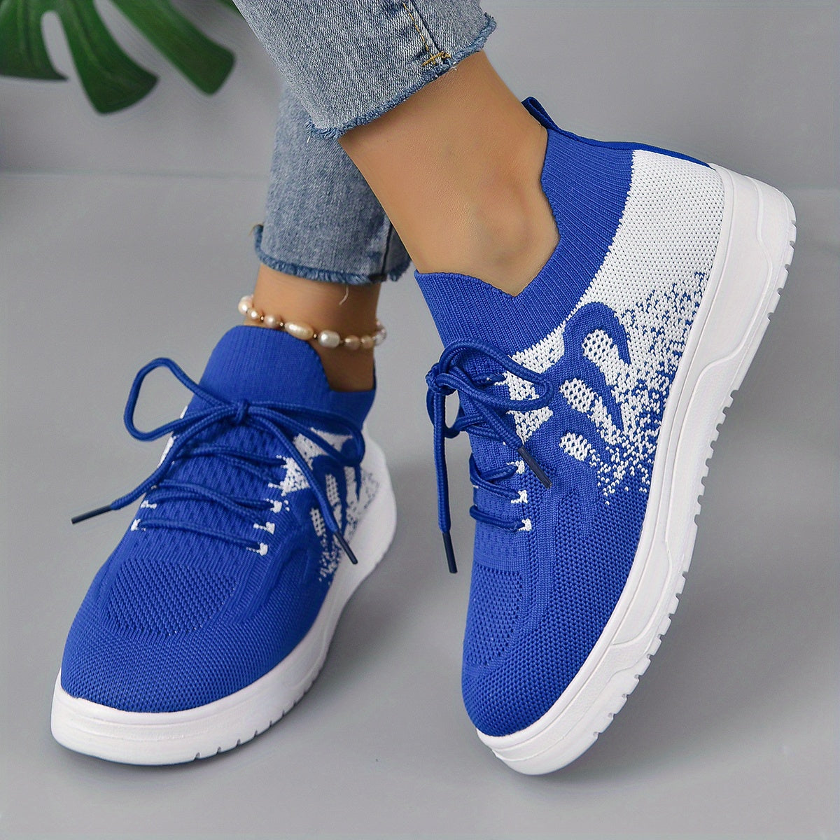 Women's Textured Ombre Lace Up Running Shoes
