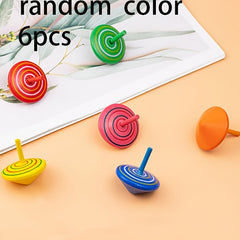 Colorful Wooden Spinning Tops Rainbow Gyroscopes Toy for Family Games Party