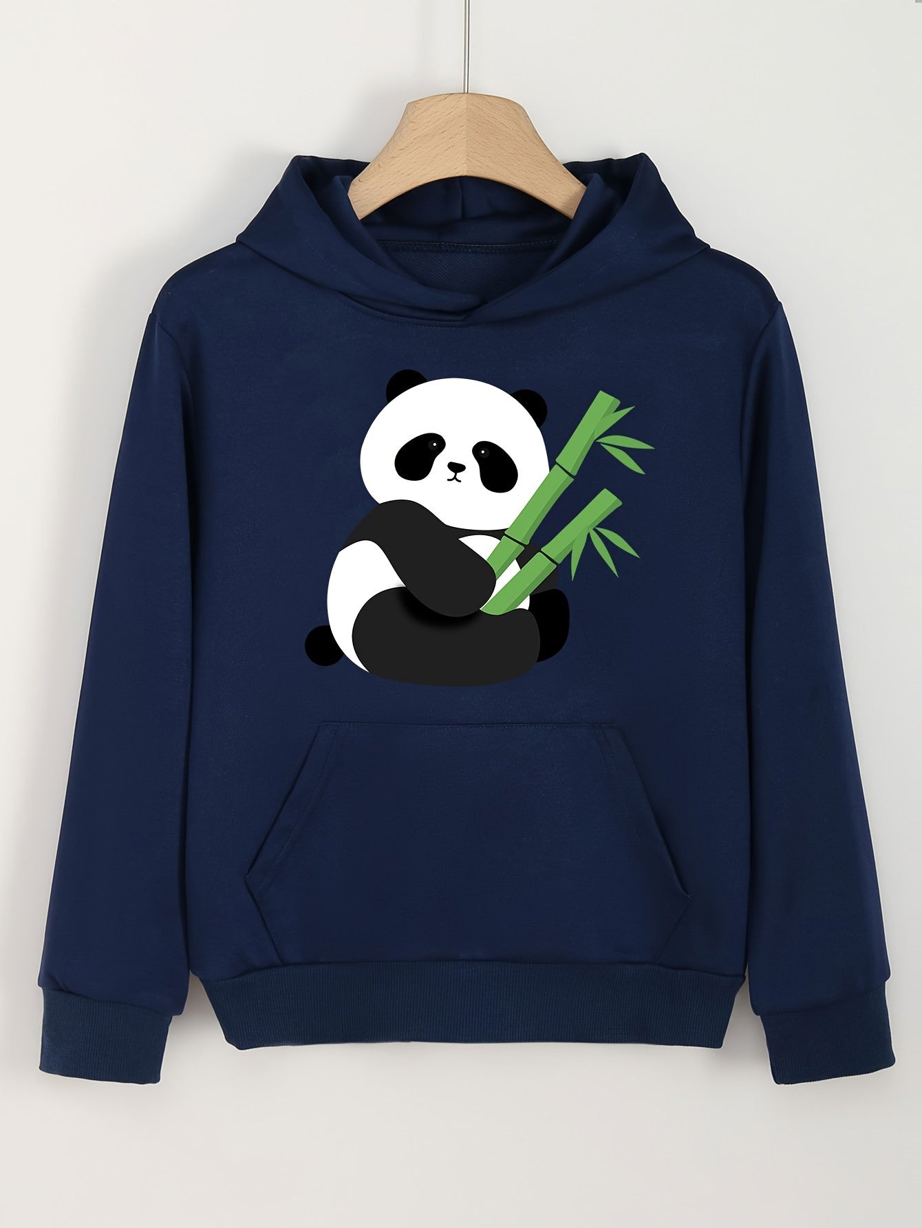 Panda Print Hoodie Girls Comfy Hooded Pullover Spring Fall Gift