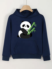 Panda Print Hoodie Girls Comfy Hooded Pullover Spring Fall Gift