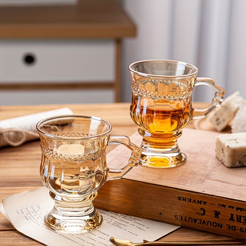 Vintage Amber Glass Cup - 150ml Portable Mini Wine/Coffee Cup for Travel