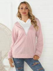 Contrast Zip Hoodie Active Sweatshirt